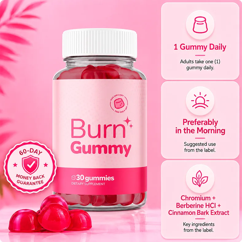Burn Gummy buy now bottle with 60-day guarantee